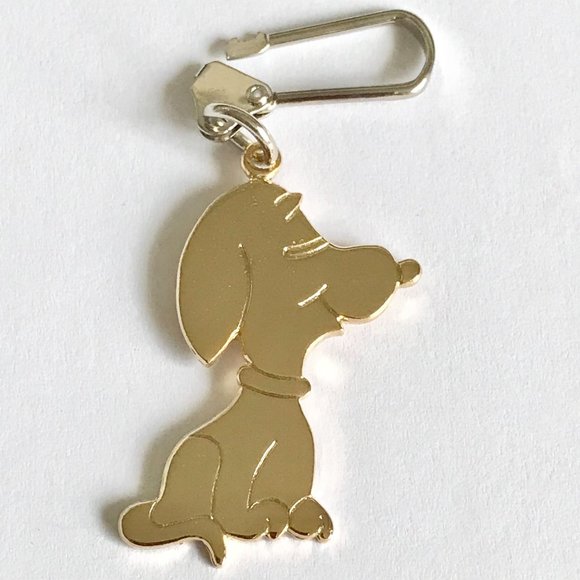 Vintage Snoopy Dog Keychain Keyring Zipper Pull Purse Charm Gold Tone Peanuts - Picture 5 of 7
